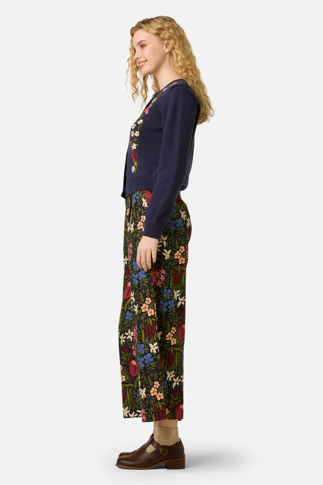 Princess Highway - Native Flora Embroidered Cardigan - navy
