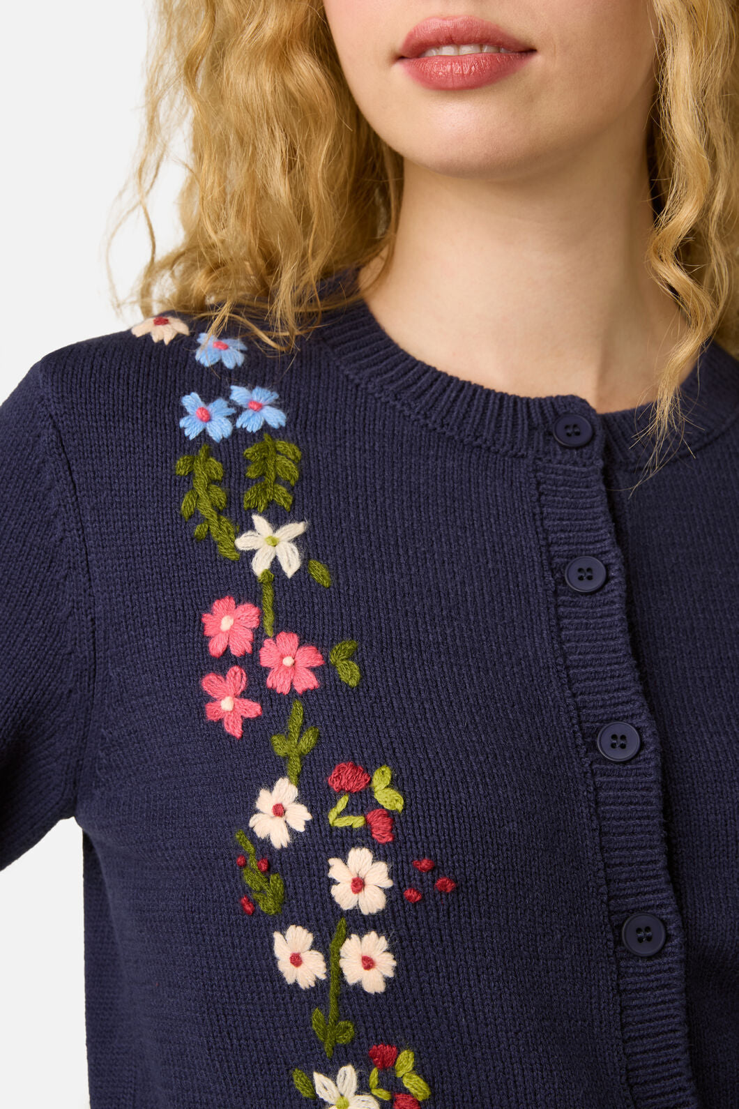 Princess Highway - Native Flora Embroidered Cardigan - navy