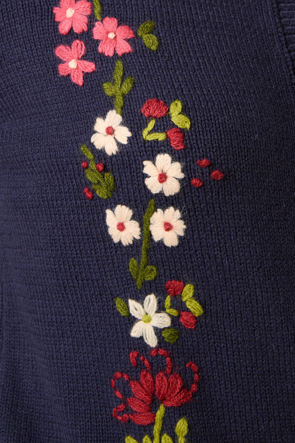 Princess Highway - Native Flora Embroidered Cardigan - navy