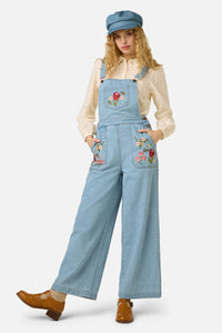 Princess Highway - Native Flora Embroidered Overall - light-denim