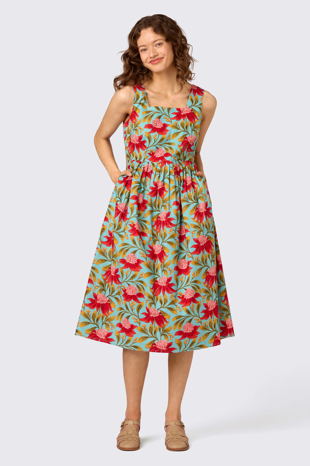 Princess Highway - Waratah Midi Sun Dress - teal