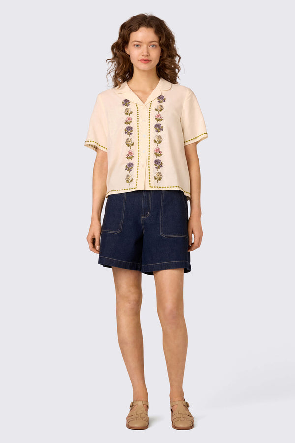 Princess Highway - Meika Flora Embroidered Shirt - cream