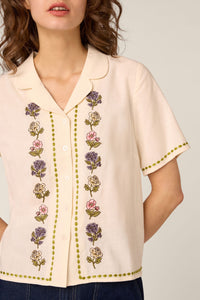 Princess Highway - Meika Flora Embroidered Shirt - cream