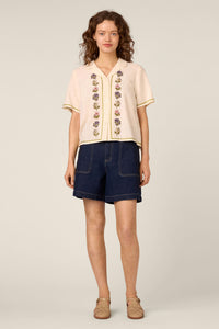 Princess Highway - Meika Flora Embroidered Shirt - cream