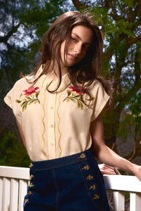 Princess Highway - Waratah Embroidered Blouse - cream