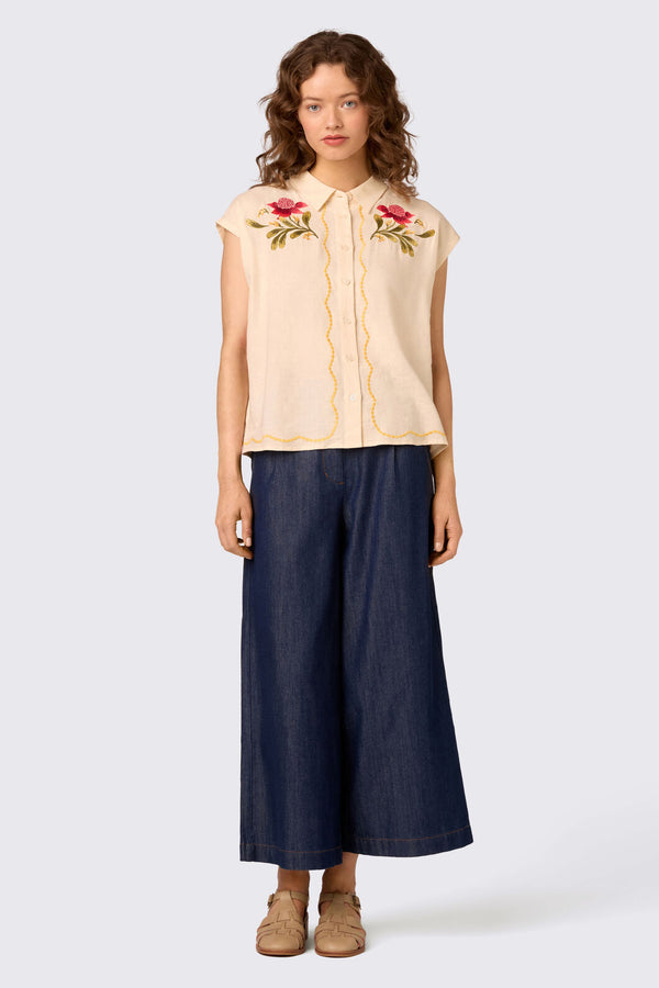 Princess Highway - Waratah Embroidered Blouse - cream