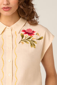 Princess Highway - Waratah Embroidered Blouse - cream