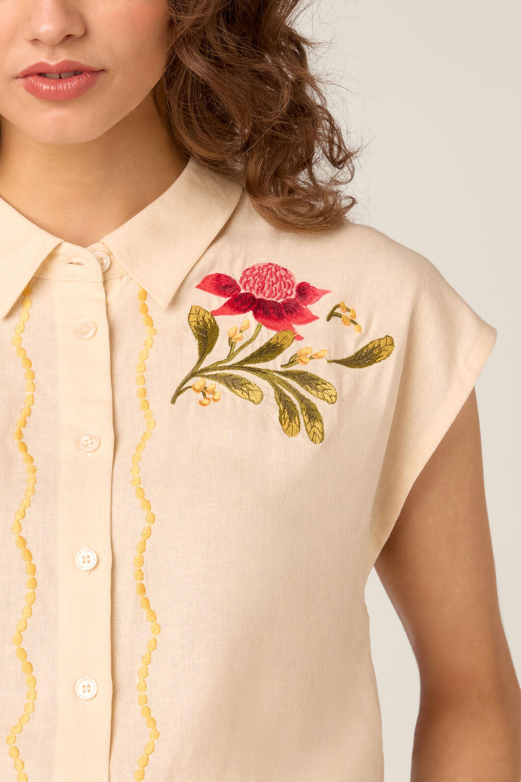 Princess Highway - Waratah Embroidered Blouse - cream