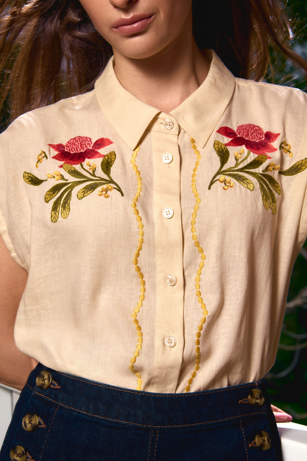 Princess Highway - Waratah Embroidered Blouse - cream