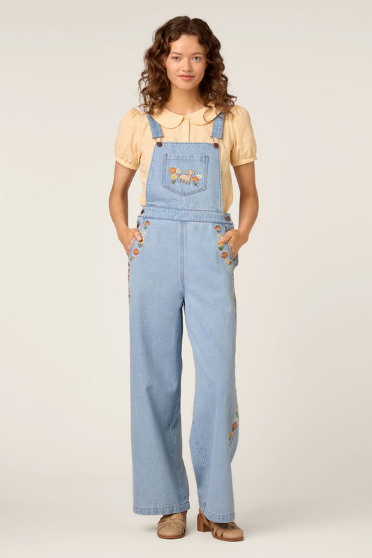 Princess Highway - Sweet Dog Embroidered Overall - blue-denim