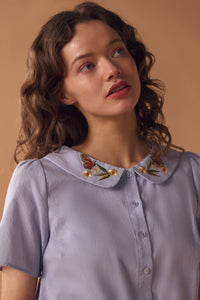 Princess Highway - Butterfly Embroidered Blouse - blue
