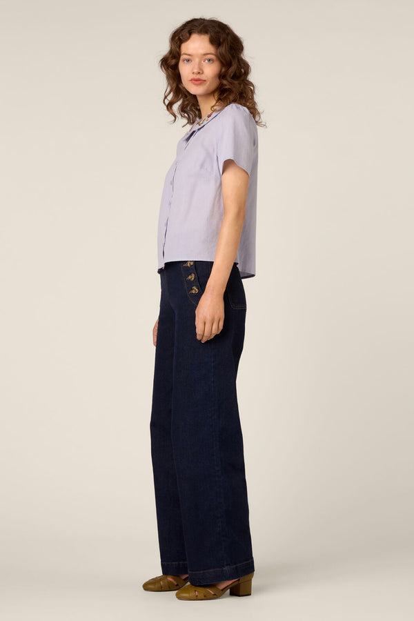 Princess Highway - Butterfly Embroidered Blouse - blue