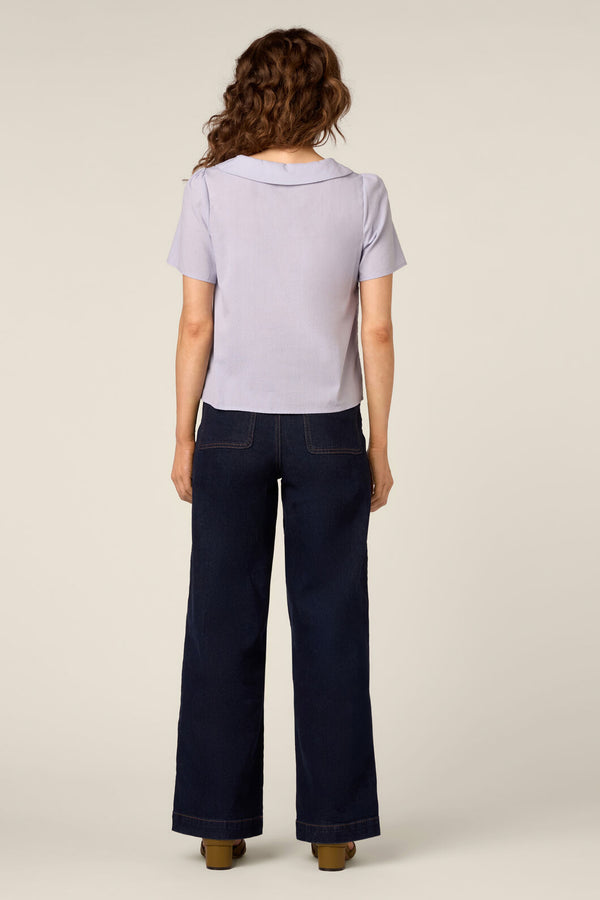Princess Highway - Butterfly Embroidered Blouse - blue