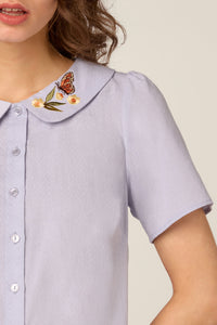 Princess Highway - Butterfly Embroidered Blouse - blue