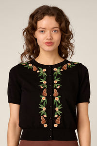 Princess Highway - Butterfly Embroidered Cardigan - black