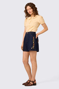 Princess Highway - Butterfly Embroidered Short - dark-denim