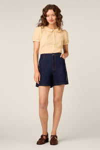 Princess Highway - Butterfly Embroidered Short - dark-denim