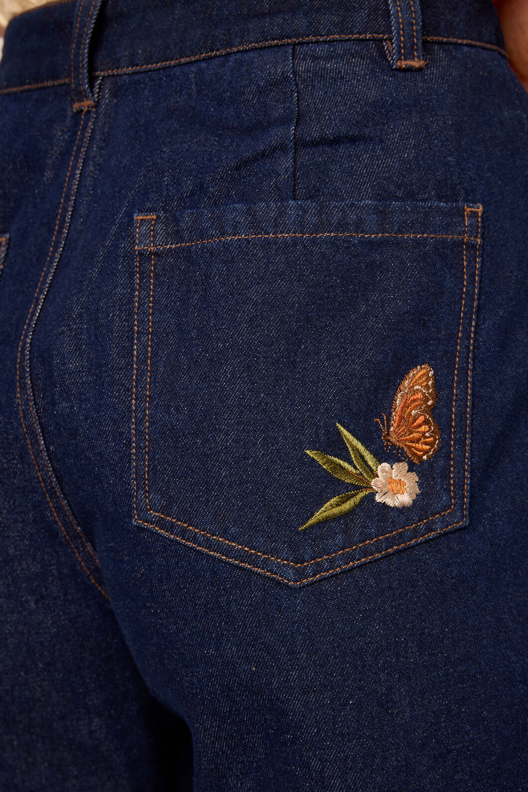 Princess Highway - Butterfly Embroidered Short - dark-denim