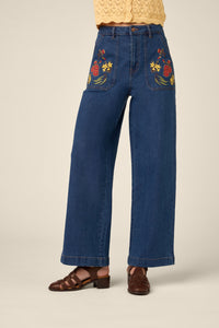 Princess Highway - Gumnut Flora Embroidered Jean - blue-denim