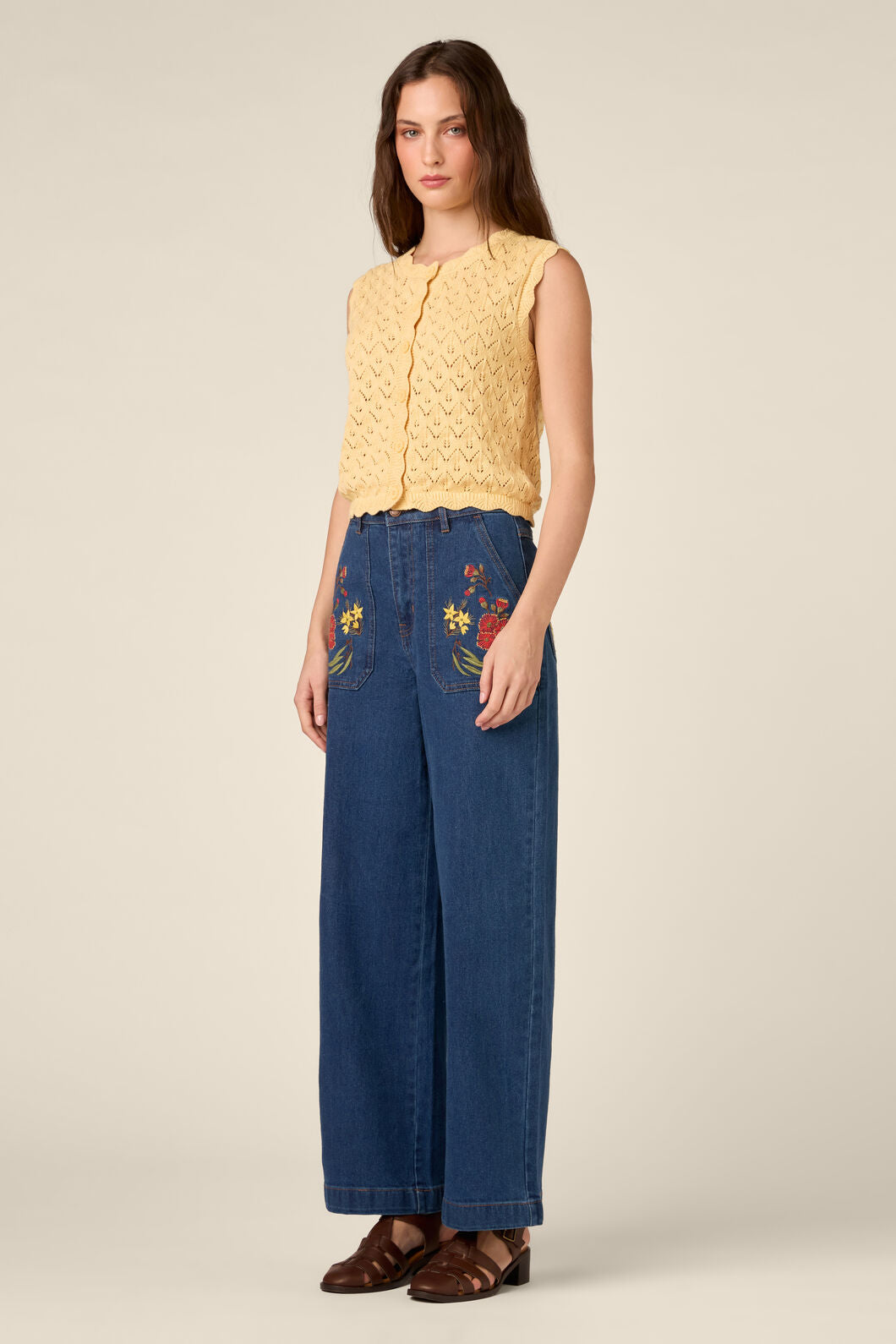 Princess Highway - Gumnut Flora Embroidered Jean - blue-denim