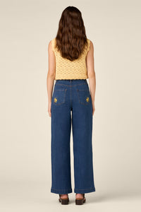Princess Highway - Gumnut Flora Embroidered Jean - blue-denim