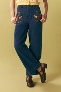 Princess Highway - Gumnut Flora Embroidered Jean - blue-denim