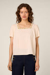 Princess Highway - Flower Chain Embroidered Top - cream