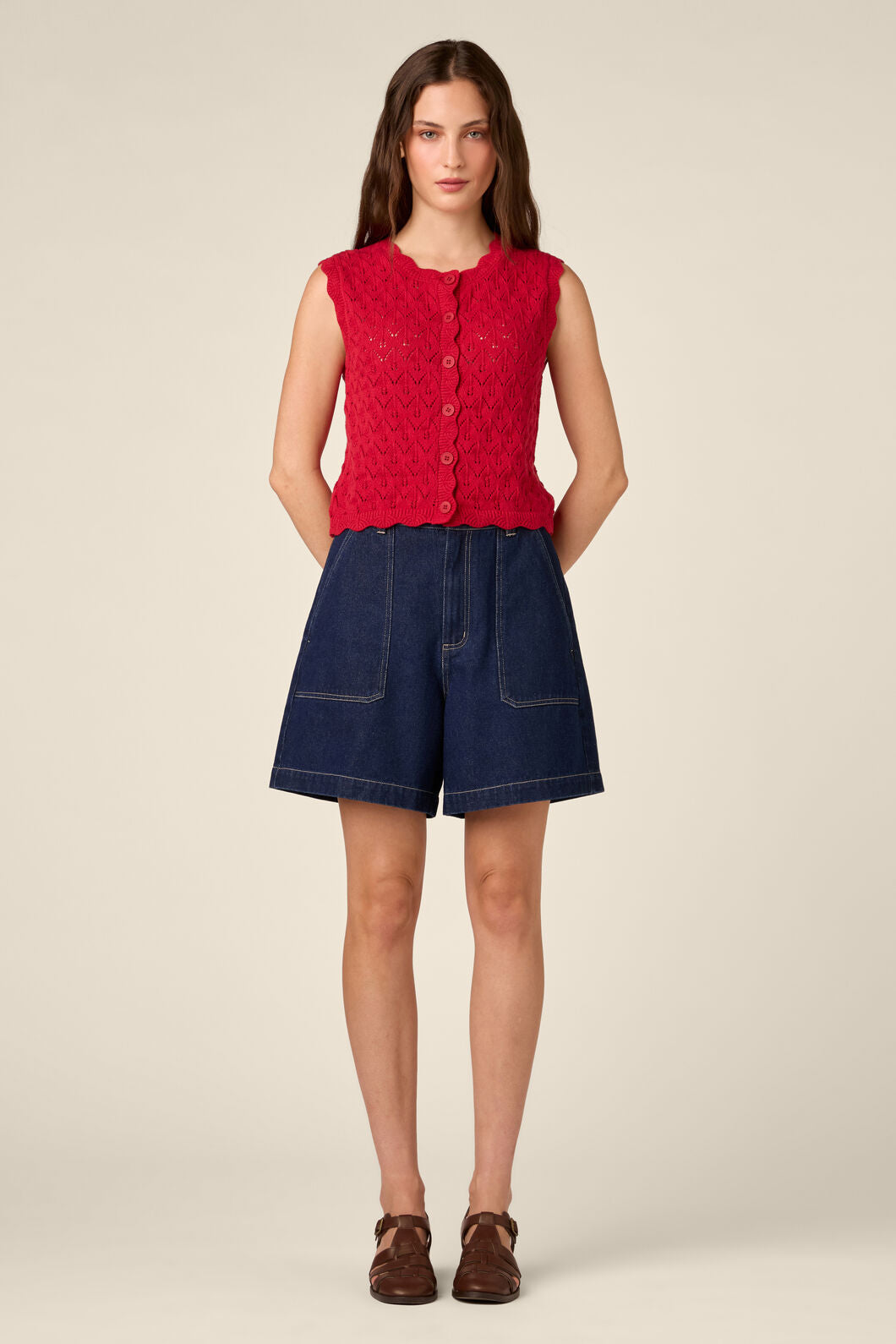 Princess Highway - Thea Lacey Knit Vest - red