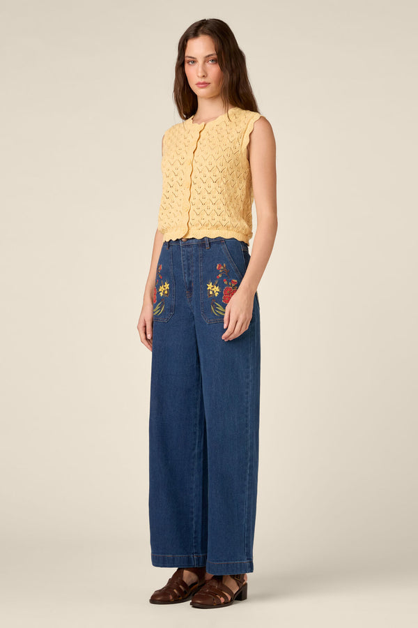 Princess Highway - Thea Lacey Knit Vest - lemon