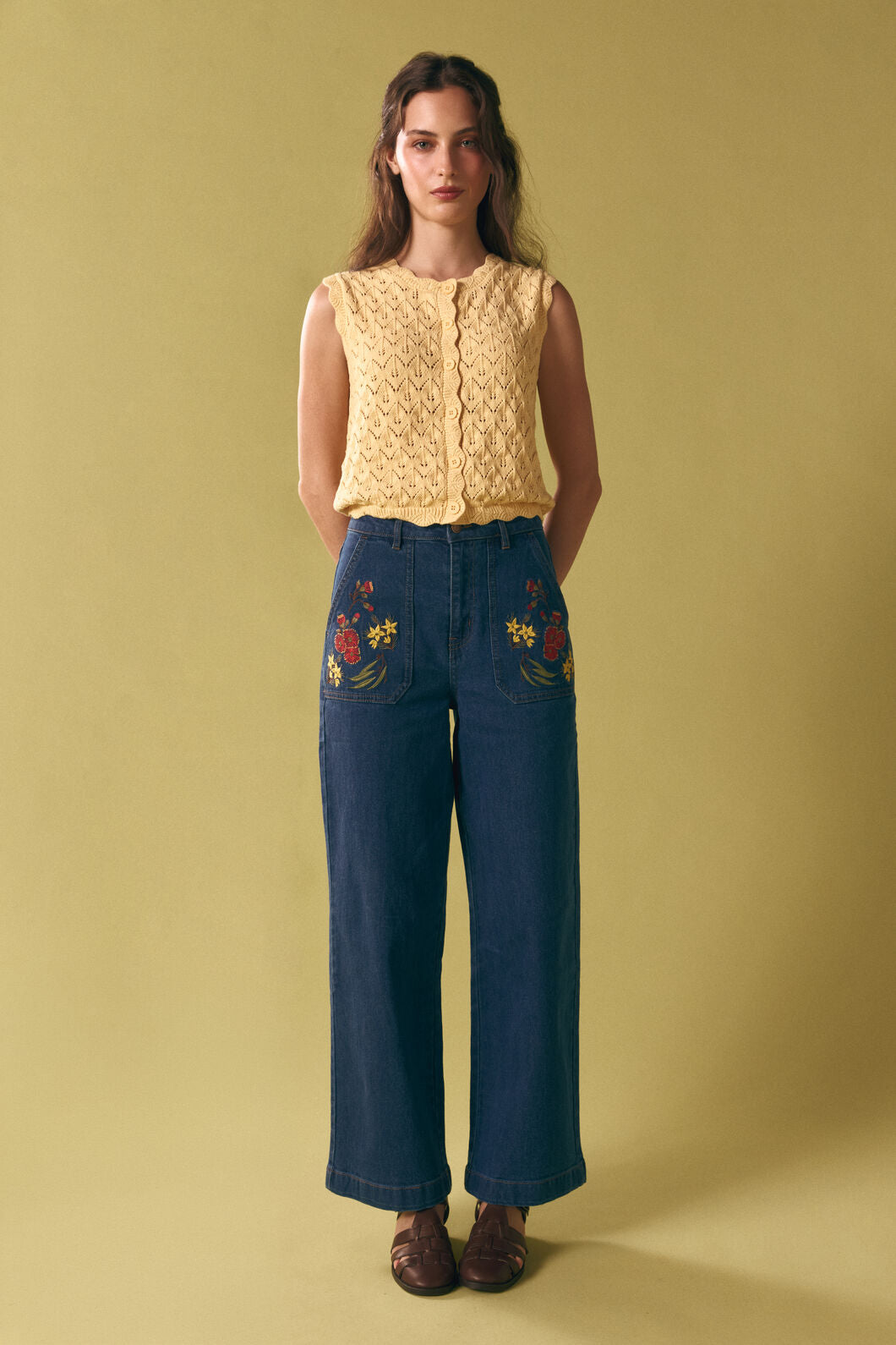 Princess Highway - Thea Lacey Knit Vest - lemon