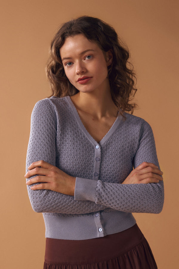 Princess Highway - Ida Lace Knit Cardigan - blue