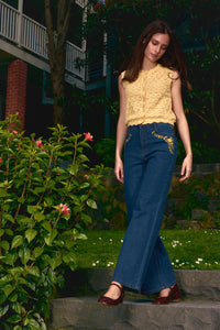 Princess Highway - Marie Embroidered Denim Jean - blue-denim