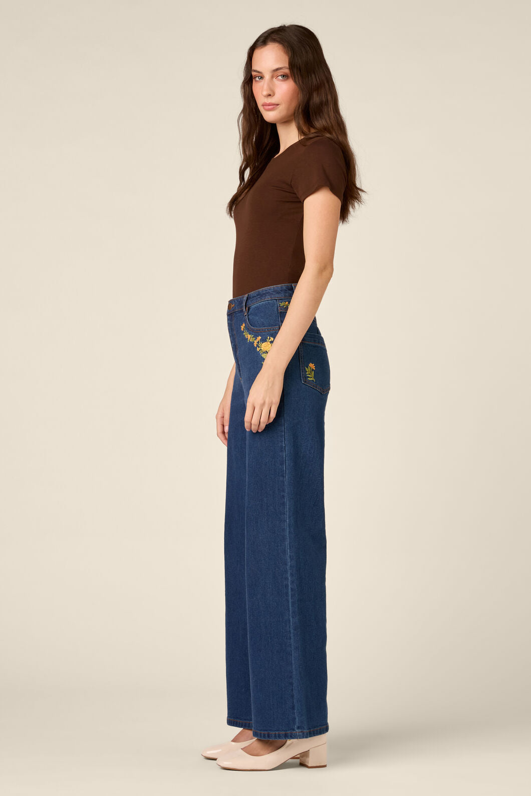 Princess Highway - Marie Embroidered Denim Jean - blue-denim