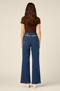 Princess Highway - Marie Embroidered Denim Jean - blue-denim