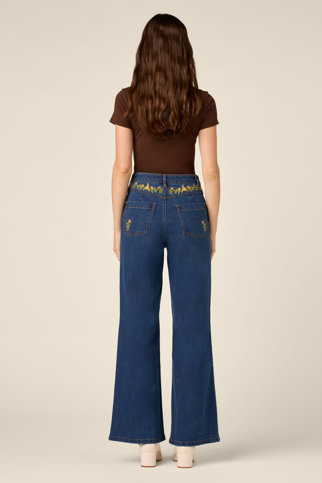 Princess Highway - Marie Embroidered Denim Jean - blue-denim