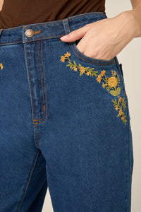 Princess Highway - Marie Embroidered Denim Jean - blue-denim