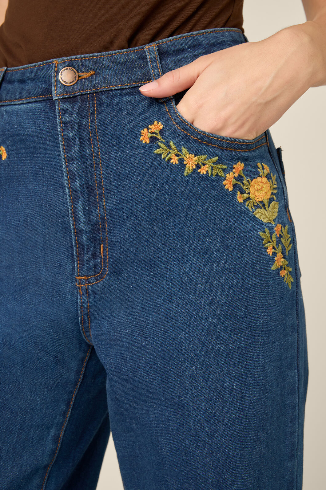 Princess Highway - Marie Embroidered Denim Jean - blue-denim