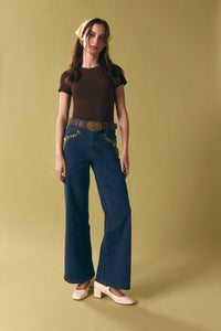 Princess Highway - Marie Embroidered Denim Jean - blue-denim