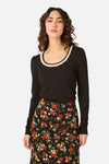Princess Highway - Ada Long Sleeve Lace Trim Top - black