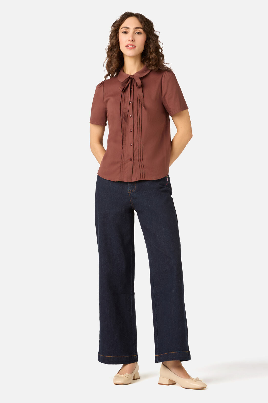 Princess Highway - Lizzy Short Sleeve Blouse - chocolate