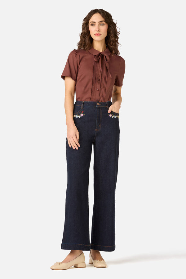 Princess Highway - Lizzy Short Sleeve Blouse - chocolate