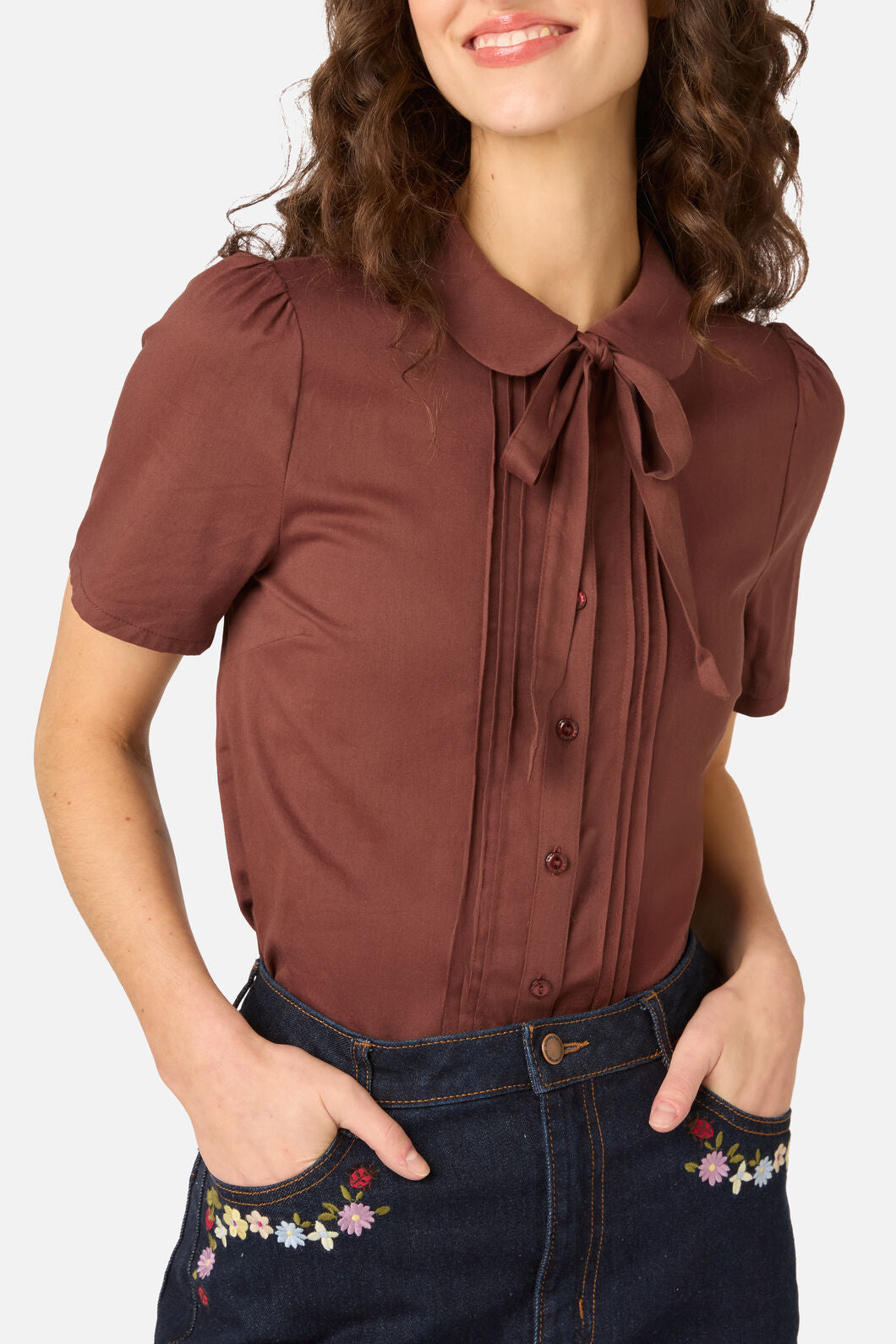 Princess Highway - Lizzy Short Sleeve Blouse - chocolate