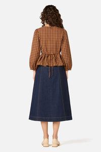 Princess Highway - Billie Check Peplum Top - chocolate
