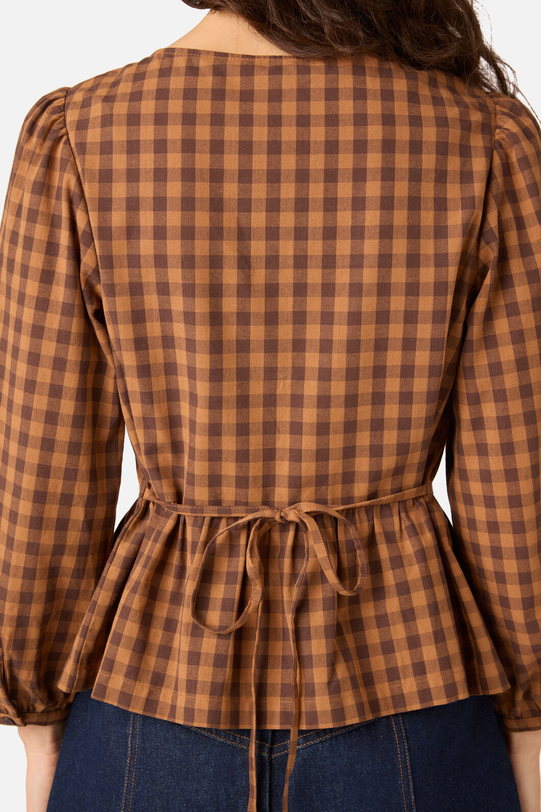 Princess Highway - Billie Check Peplum Top - chocolate