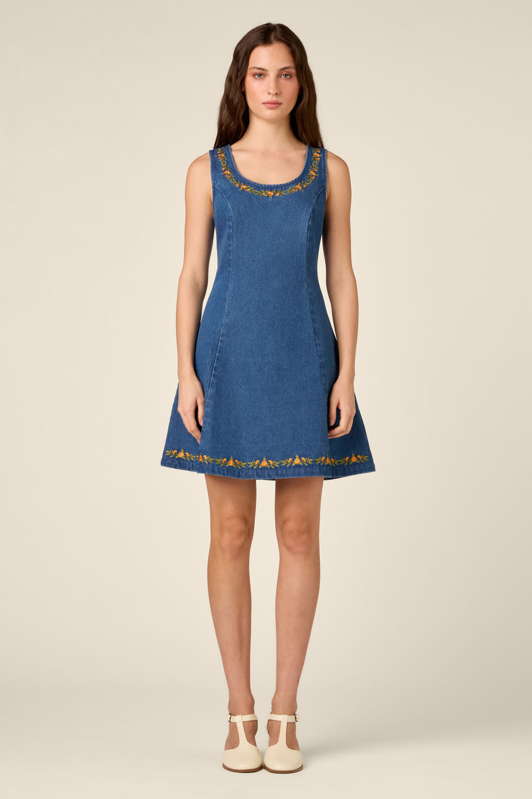 Princess Highway - Marie Embroidered Denim Dress - blue-denim