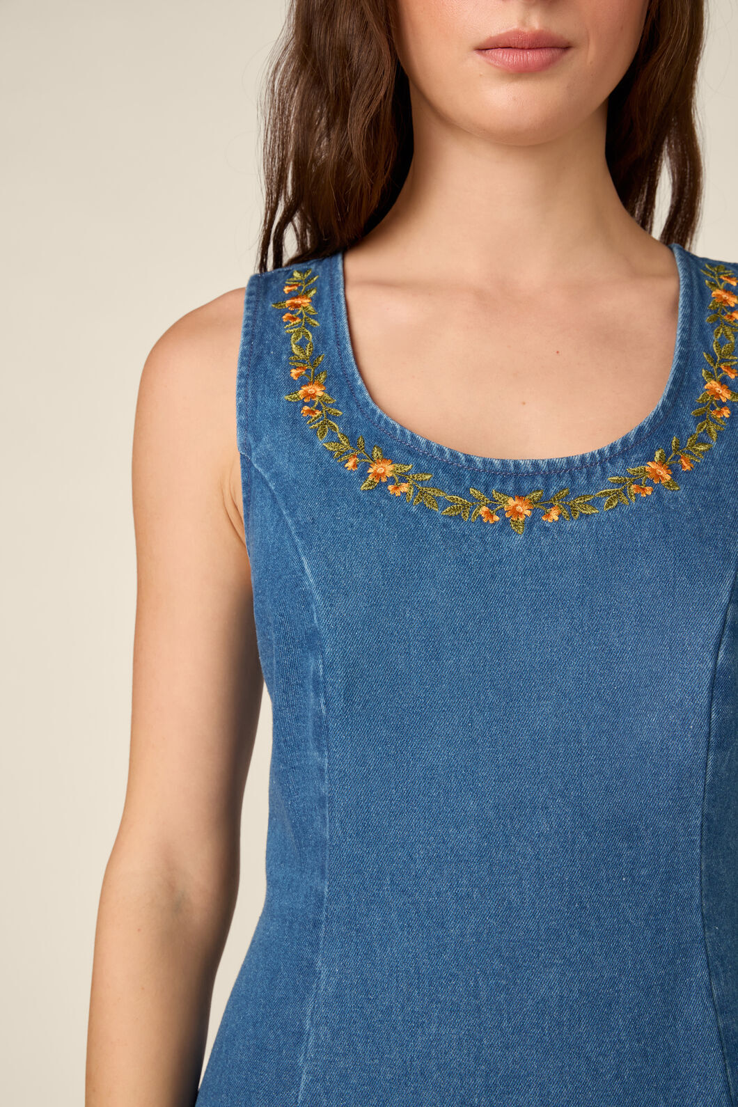 Princess Highway - Marie Embroidered Denim Dress - blue-denim