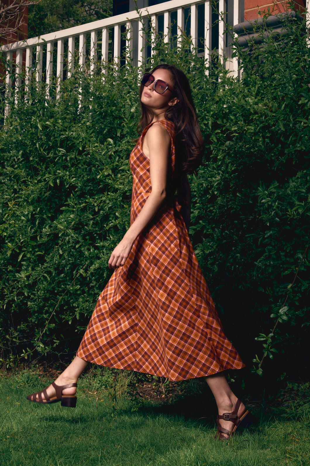 Princess Highway - Edwina Check Midi Dress - chocolate