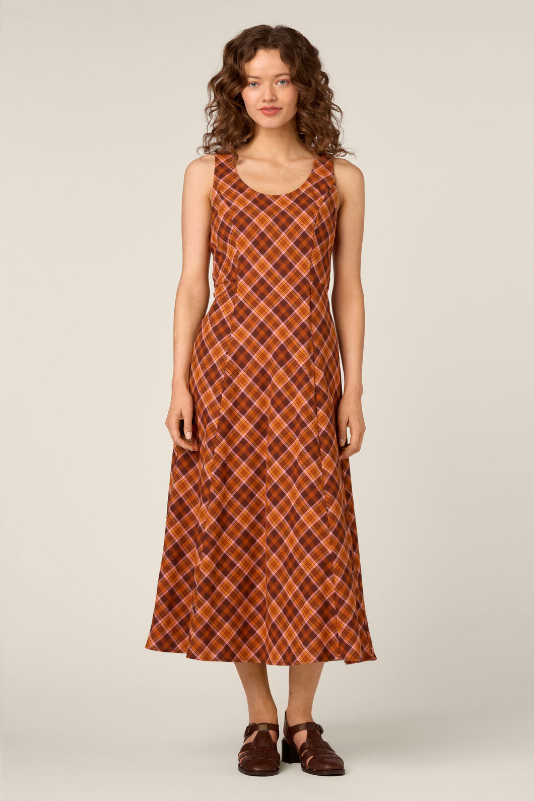 Princess Highway - Edwina Check Midi Dress - chocolate