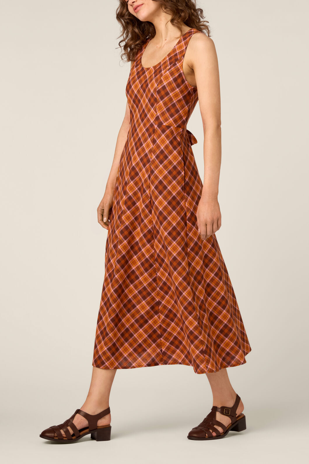 Princess Highway - Edwina Check Midi Dress - chocolate