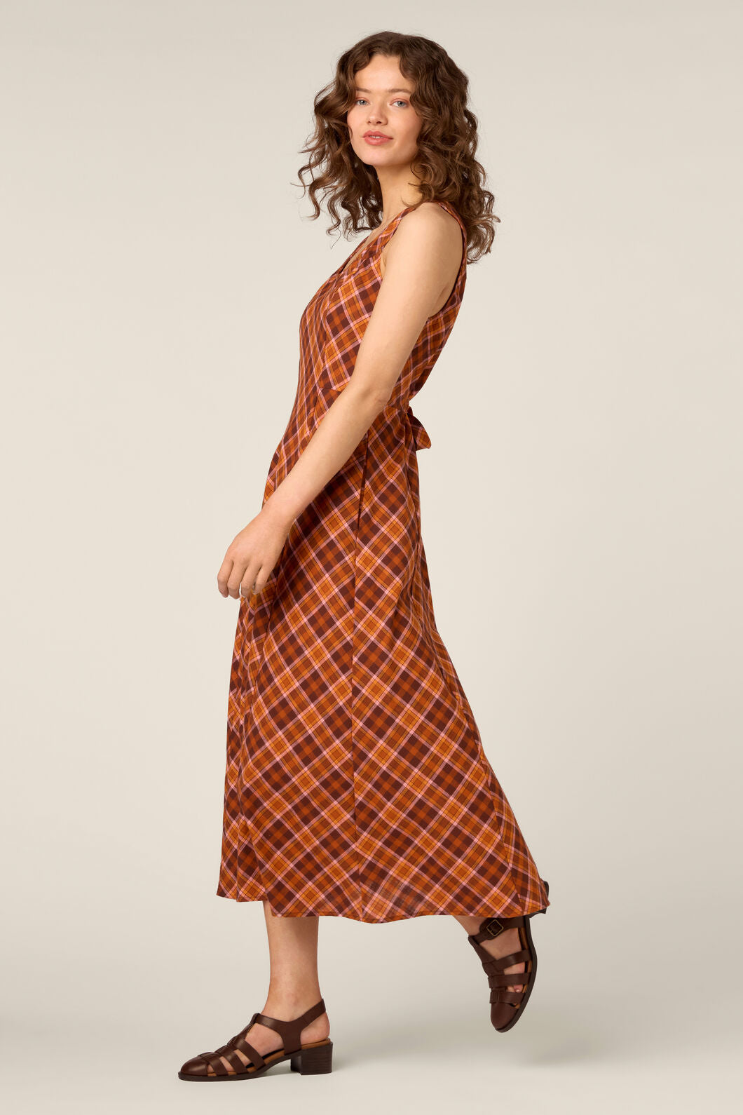 Princess Highway - Edwina Check Midi Dress - chocolate